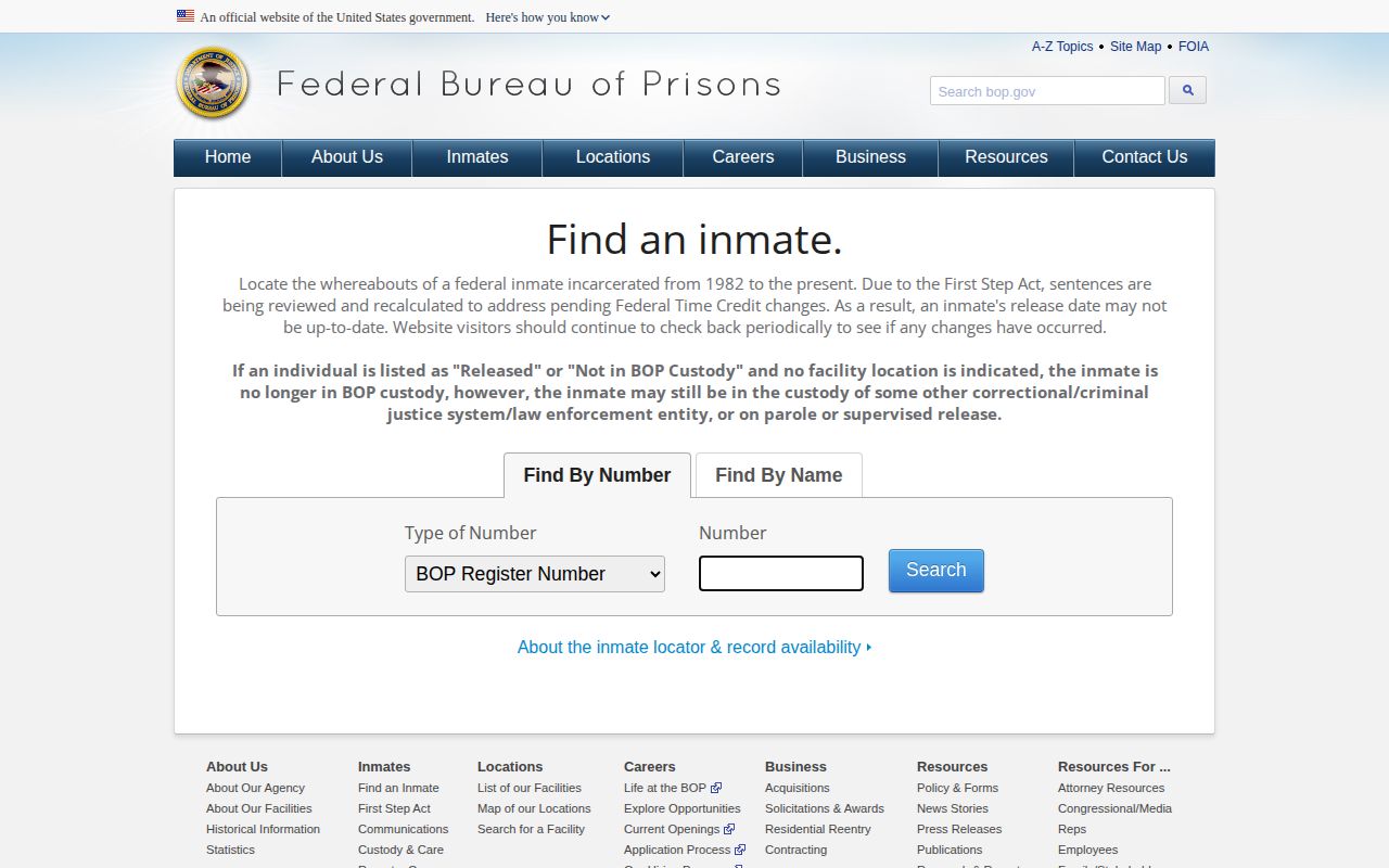 Federal BOP released inmate lookup relevant to Clarendon County